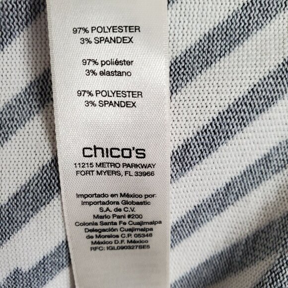 Chicos Easywear 3 Sz XL Cardigan Light Knit Single Button V-neck Art Deco Stripe - Picture 5 of 12